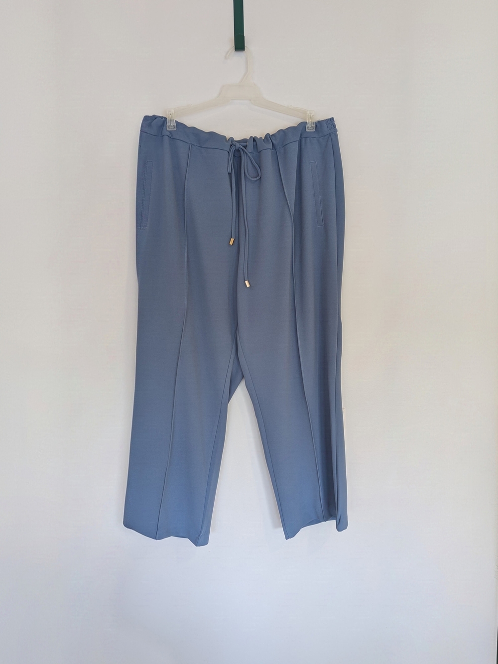 Jones & Co 3X Blue Wide Leg Drawstring Pull On Pants Gold Accent